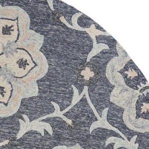 5' Blue And Gray Round Wool Hand Tufted Area Rug - 1 of 4