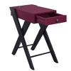 Royal Hampton Frame Side Table with X Shaped Legs and 1 Drawer, Purple and Black - 3 of 4