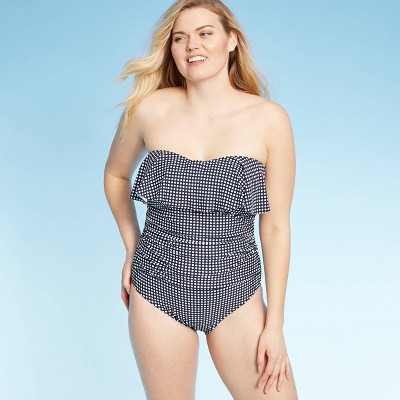 flounce bandeau one piece swimsuit