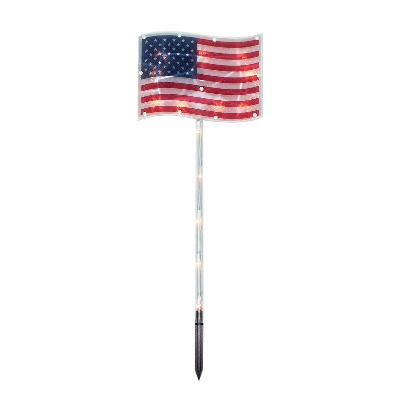 Northlight Lighted Flags Americana Pathway Marker Lawn Stakes - 28" - Clear Lights - 4ct, 4 of 7
