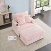 VASIP 39-inch Spring upholstered armchair and Ottoman set - comfortable single sofa with cup holder and corduroy fabric - 2 of 4