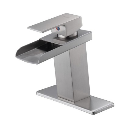 BWE Waterfall Single Hole Single-Handle Low-Arc Bathroom Faucet With Pop-up Drain Assembly
