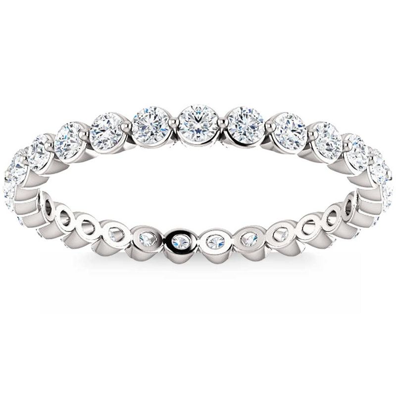 Pompeii3 3/4 Ct Diamond Single Prong Eternity Ring Wedding Stackable Band White Gold, 1 of 6