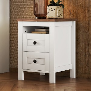 KTMBDW Retro Farmhouse Wooden 2-Dresser with Well-proportioned Design and Sleek Lines, Closet Store Organizer for Bedroom,Easy assembly, White - 1 of 4