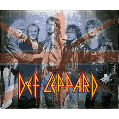 Def Leppard Blanket Faded Union Jack Band Members Music Fleece Throw Blanket