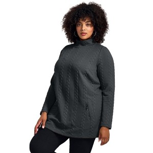 Avenue Women's Plus Size Emily Jacquard Texture Knit Tunic - 1 of 4