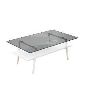 XINGHANZHENXUAN Rectangle Coffee Table, Tempered Glass Tabletop with Metal Legs, Modern Table for Living Room - 1 of 4