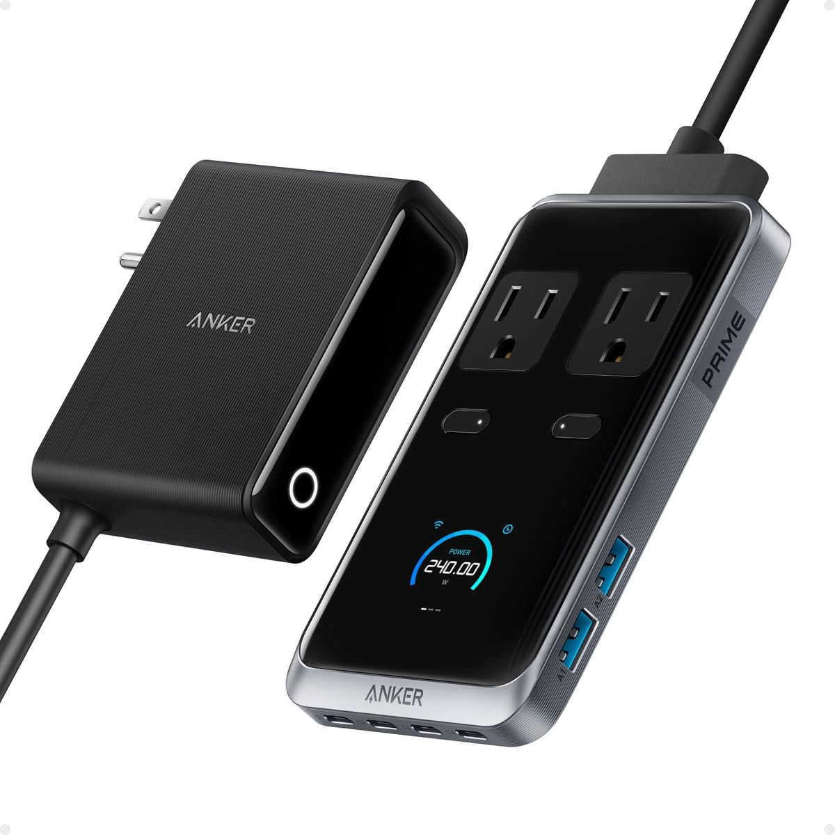 Anker Prime Charging Station, 240W 8-in-1 Power Strip, 5 ft Cord, 2 AC, 4 USB-C, 2 USB-A, for iPhone 15/14, MacBook, Home/Office
