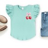 The Juniper Shop Coquette Strawberry Watercolor Flutter Sleeve Tee - 5/6T - Seafoam - 3 of 4