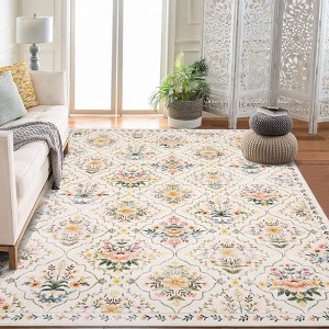 Modern Area Rug Elegant Floral Durable Stain-Resistant Fabric Washable Waterproof Perfect Rug for Living Room Bedroom - 1 of 4