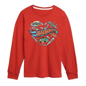 Boys' - Hot Wheels - Surfing Mix In A Heart Long Sleeve Graphic T-Shirt - 1 of 4