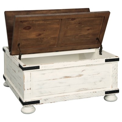 Modern Farmhouse 36" Square Lift-Top Coffee Table in Brown/White