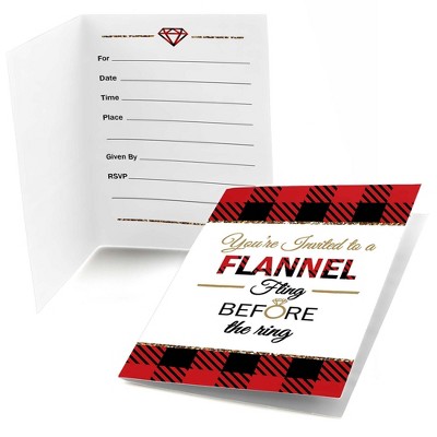 Big Dot of Happiness Flannel Fling Before the Ring - Fill-in Buffalo Plaid Bachelorette Party Invitations (8 count)