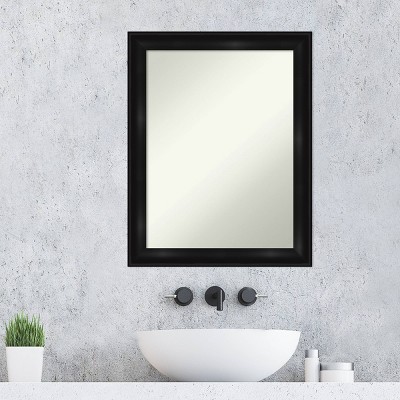 Grand Black Narrow 22" x 28" Non-Beveled Bathroom Vanity Mirror