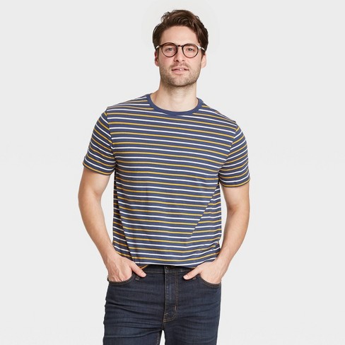 Formindske etik Seks Men's Athletic Striped Regular Fit Short Sleeve Crew Neck Novelty Jersey T- shirt - Goodfellow & Co™ Blue S : Target