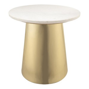 TOV Furniture Bleeker 19.5"H Marble Iron Metal & Stone Side Table in Gold/White - 1 of 4