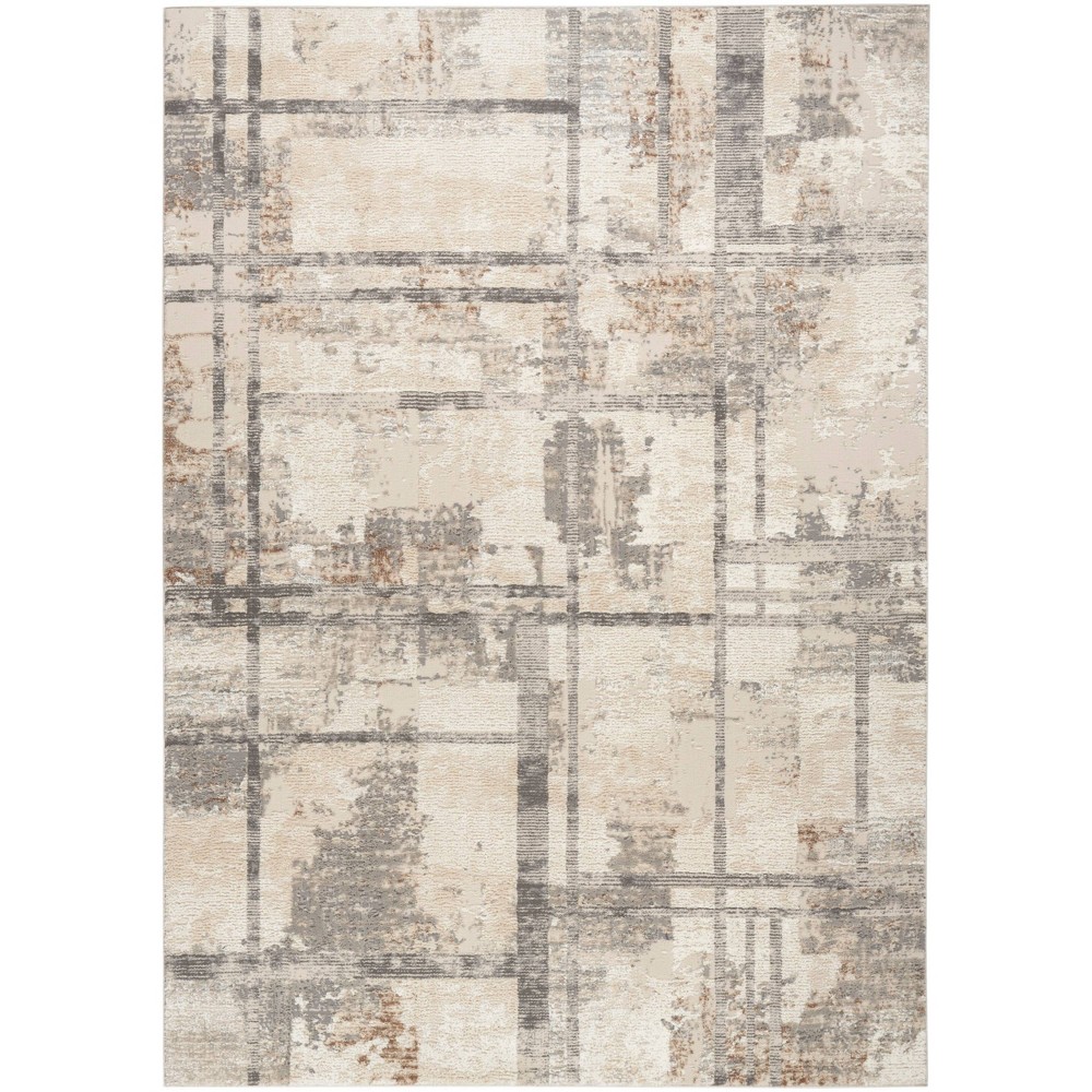 Photos - Doormat Nourison 6'x9' Modern Geometric Sustainable Woven Area Rug with Lines Beig 