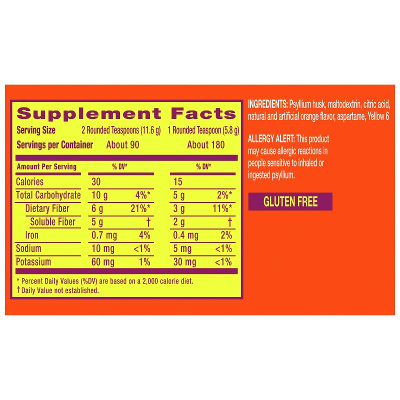 Metamucil Psyllium Fiber Supplement Sugar Free Powder - Orange, 3 of 15