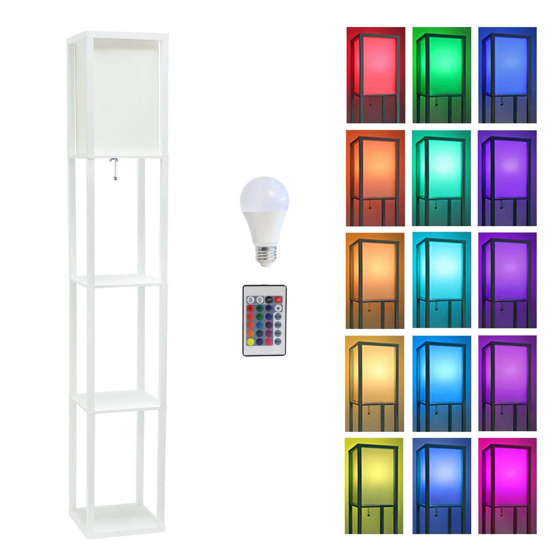 Simple Designs Three Shelf Etagere Floor Lamp White