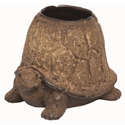 Transpac Ceramic 6" Brown Spring Rustic Turtle Planter