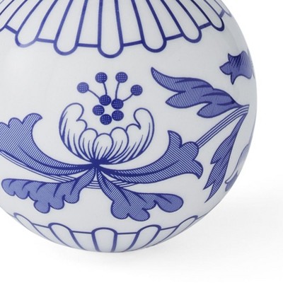 Blue and White Porcelain Floral Christmas Bauble Ornament