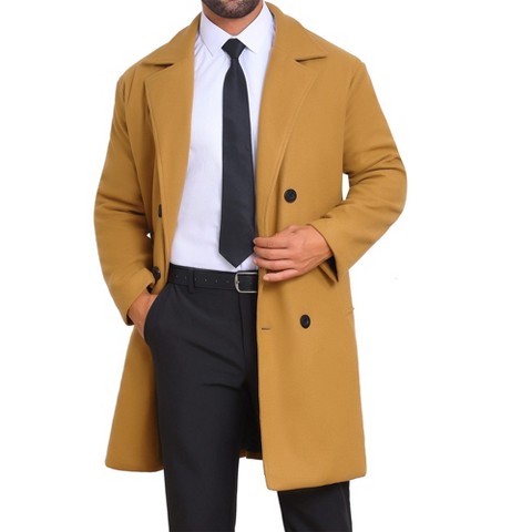 Мужские куртки INSPIRE CHIC Winter Quilted Overcoat for Men's Double Breasted Coat Solid Color Business Long Trench Coat Khaki Small