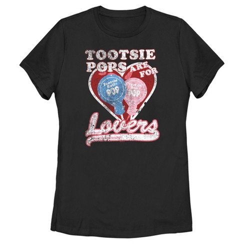 Women's Tootsie Pop Vintage Pops Are For Lovers T-Shirt - Black - 2X Large