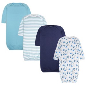 EVERYDAY KIDS 4 Pack of Soft Cotton Newborn Baby Sleeper Gowns 0-6 Months; Newborn Sleeper Sacks - 1 of 4