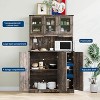 Brown Kitchen Pantry Cabinet with Charging Station, Farmhouse Freestanding Kitchen Hutch Cupboard Storage Cabinet with Countertop for Living Room - 3 of 4