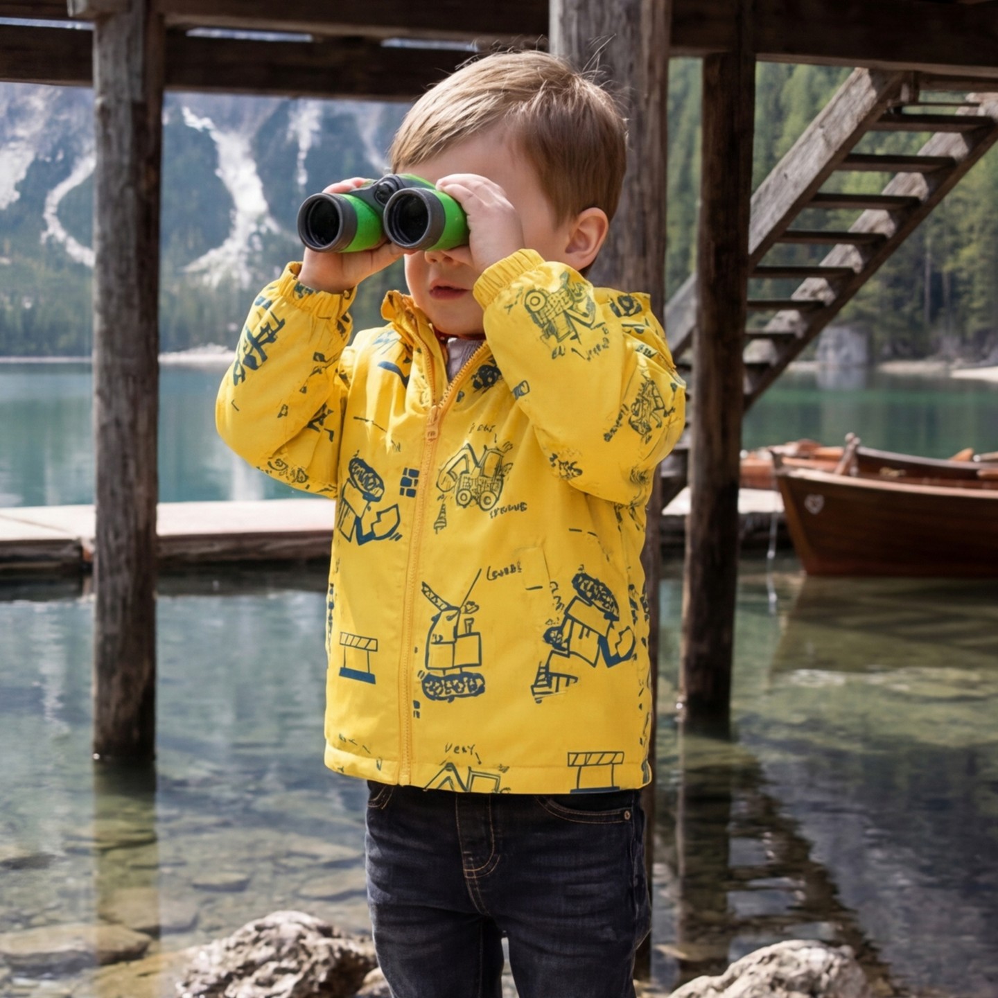 Куртка Rokka&Rolla Fleece Lined Full Zip Windbreaker Rain Jacket-Yellow для мальчиков-малышей, цвет: Жёлтый — фото 4