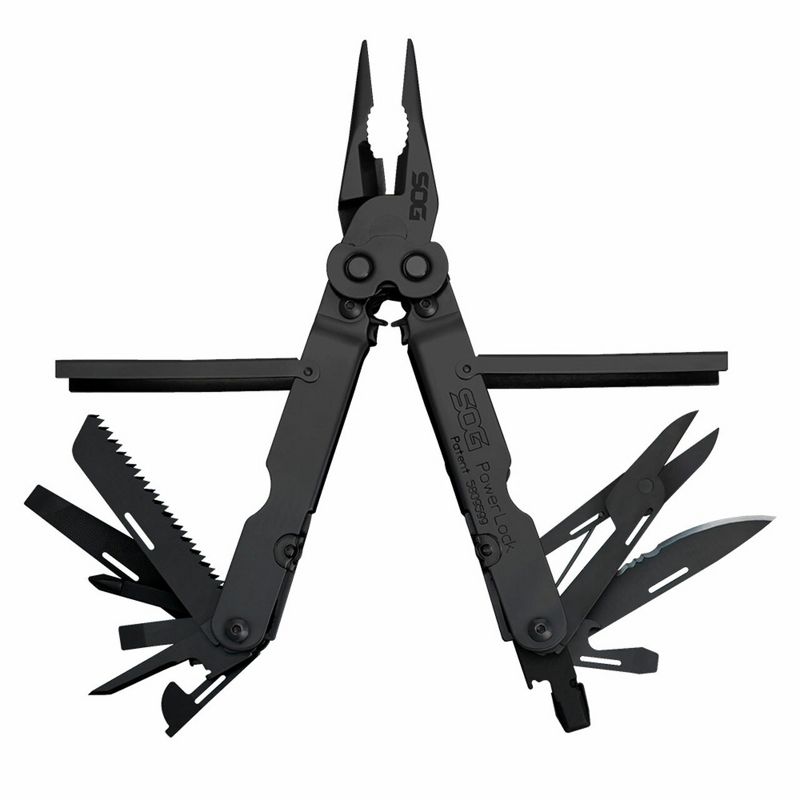 SOG PowerLock Oxide Stainless Steel Folding Knife 18 Multi Tool Pliers with Screwdrivers, Crimper, Can Opener, Gripper, and Cutter, Black (2 Pack), 2 of 7