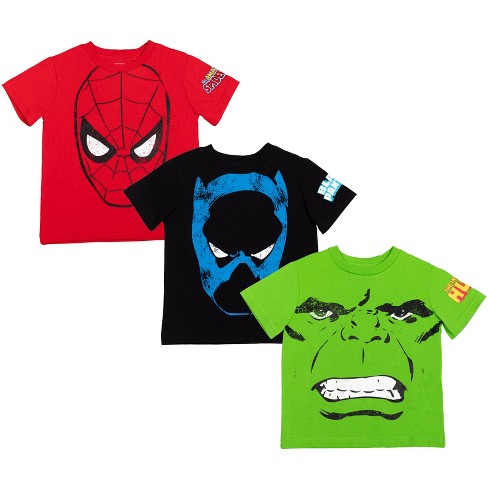 4t Black Boys 3 T-shirts Spider-man Graphic Toddler Hulk Red/green/black Marvel Target : Panther Pack Avengers