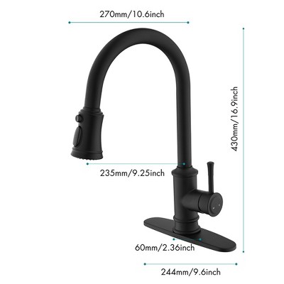 Matte Black Stainless Steel High Arc Pull Out Kitchen Faucet
