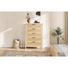 Fluted 5 Drawer Dresser for Bedroom Rattan Chest of Dressers Tall Dresser for Closet with Drawers Boho Night Stand - 3 of 4