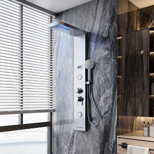 TROPOW Stainless Steel Shower Panel Tower System with Rainfall Waterfall Shower Head,3 Shower Modes Handheld, Tub Spout, Wall-Mounted Shower Set - 1 of 4