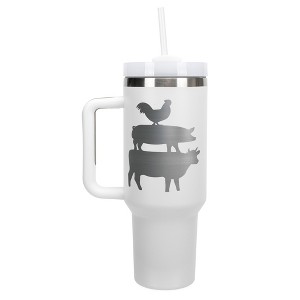 Elanze Designs Stacked Farm Animals Chicken Pig Cow 40 oz. Stainless Steel, Large Water Bottle Coffee Mug, Spill & Leak Resistant, Thermal Travel - 1 of 1