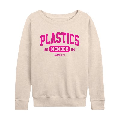 Women's - Mean Girls - Plastics Member Lightweight French Terry Wide Neck Long Sleeve Shirt