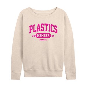 Women's - Mean Girls - Plastics Member Lightweight French Terry Wide Neck Long Sleeve Shirt - 1 of 4