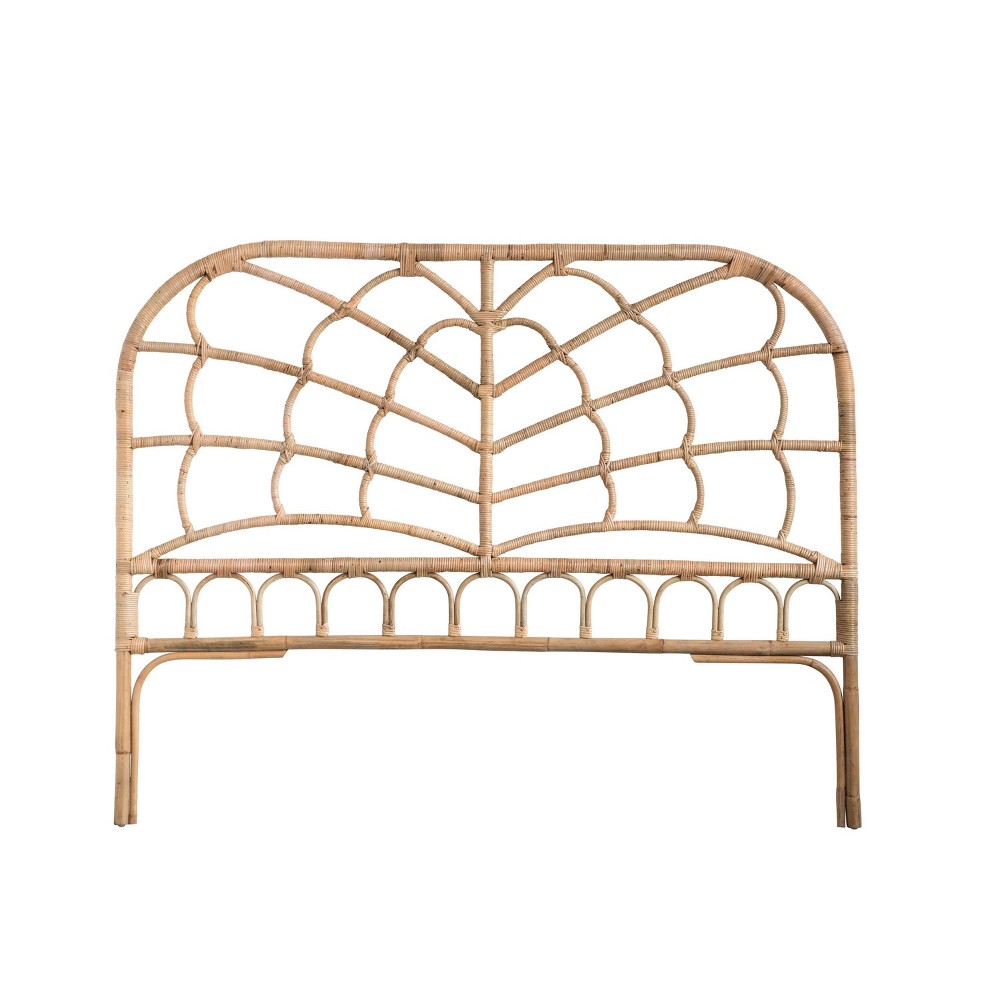 Photos - Bed Frame Storied Home King Rattan Arched Headboard Natural: Freestanding, No Assemb