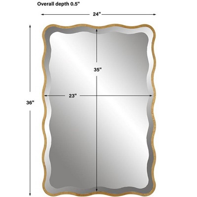 Aneta Transitional Scalloped Edge Wood Mirror in Aged Gold