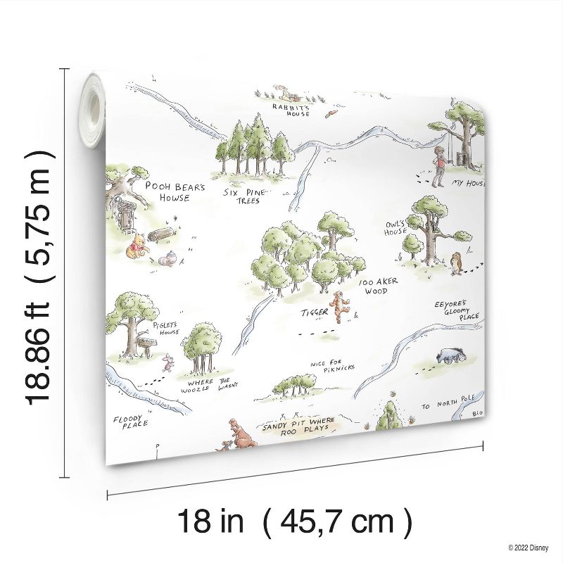 Winnie The Pooh 100 Acre Wood Map Peel And Stick Kids&#39; Wallpaper - RoomMates, 2 of 9