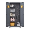 Metal Storage Cabinet with Lock Doors, 65"/72.8" Cleaning Tool Cabinet, Tall Broom Tool Organizer with Hanging Rod for Home Office Garage Utility Room - 2 of 4