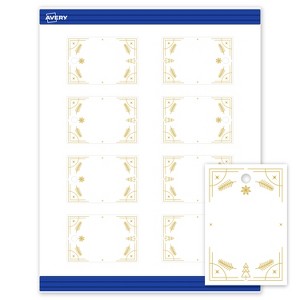 Avery Tags, 2" x 3", Gold-White Christmas Trees, Matte, 80ct - 1 of 4