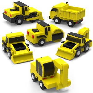 Tub Works Construction Trucks Mold Free Bath Toys, 6 Pack - 1 of 4