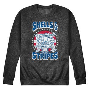 Men's - Teenage Mutant Ninja Turtles - Shells And Stripes Graphic Fleece Sweatshirt - 1 of 4