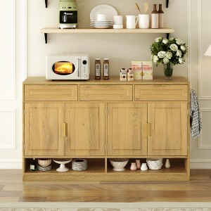 GDFStudio Eric 59.1" Farmhouse Sideboard with Drawers and Adjustable Shelf & Open Compartments - 1 of 4