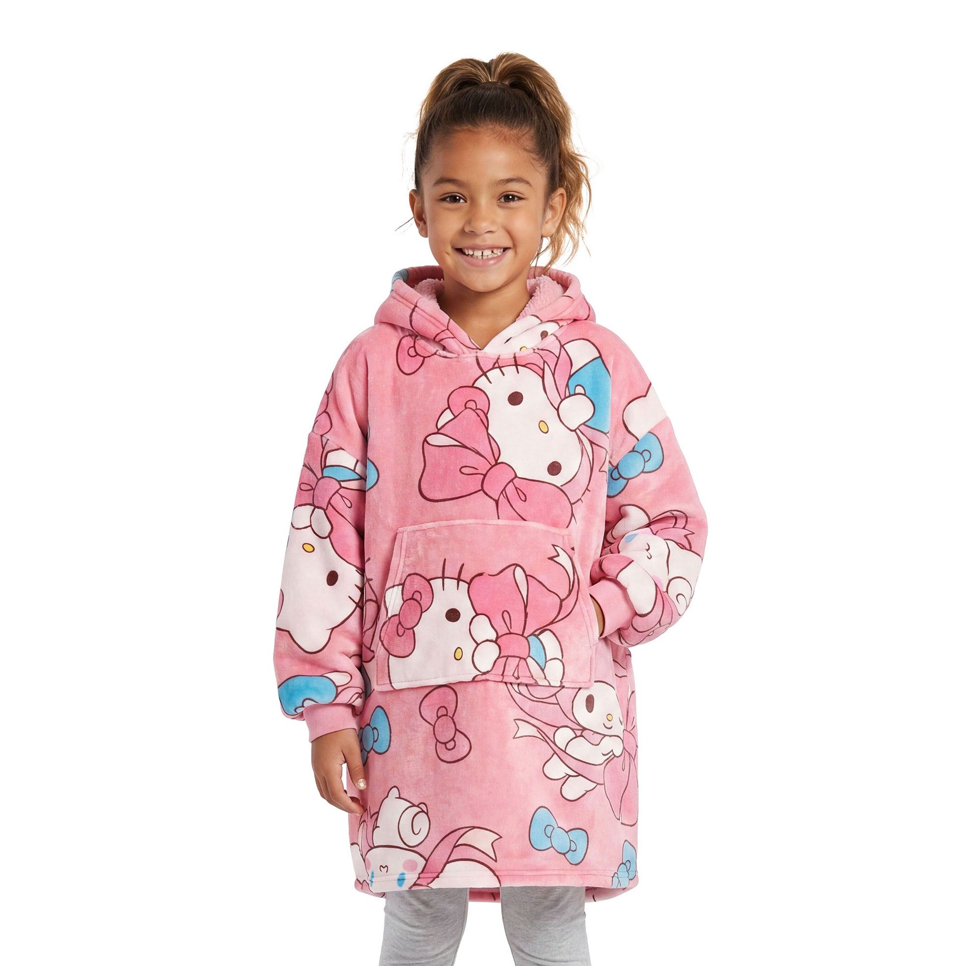 Hello Kitty Girls Cute Bows and Friends Wearable Blanket Hoodie
