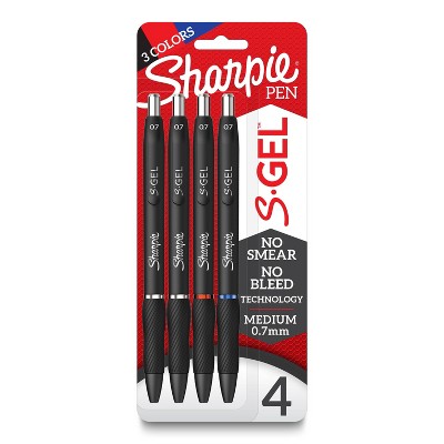 Sharpie S-Gel 4pk Gel Pens 0.7mm Medium Tip Multicolored: Retractable Pen Set with Contoured Grip & Pocket Clip