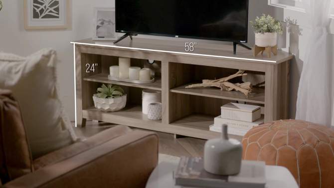 Transitional 4 Cubby Wood Open Storage Corner TV Stand for TVs up to 65" - Saracina Home, 2 of 10, play video