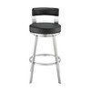 Armen Living 26" Flynn Brushed Stainless Steel with Faux Leather Swivel Counter Height Barstool - 3 of 4
